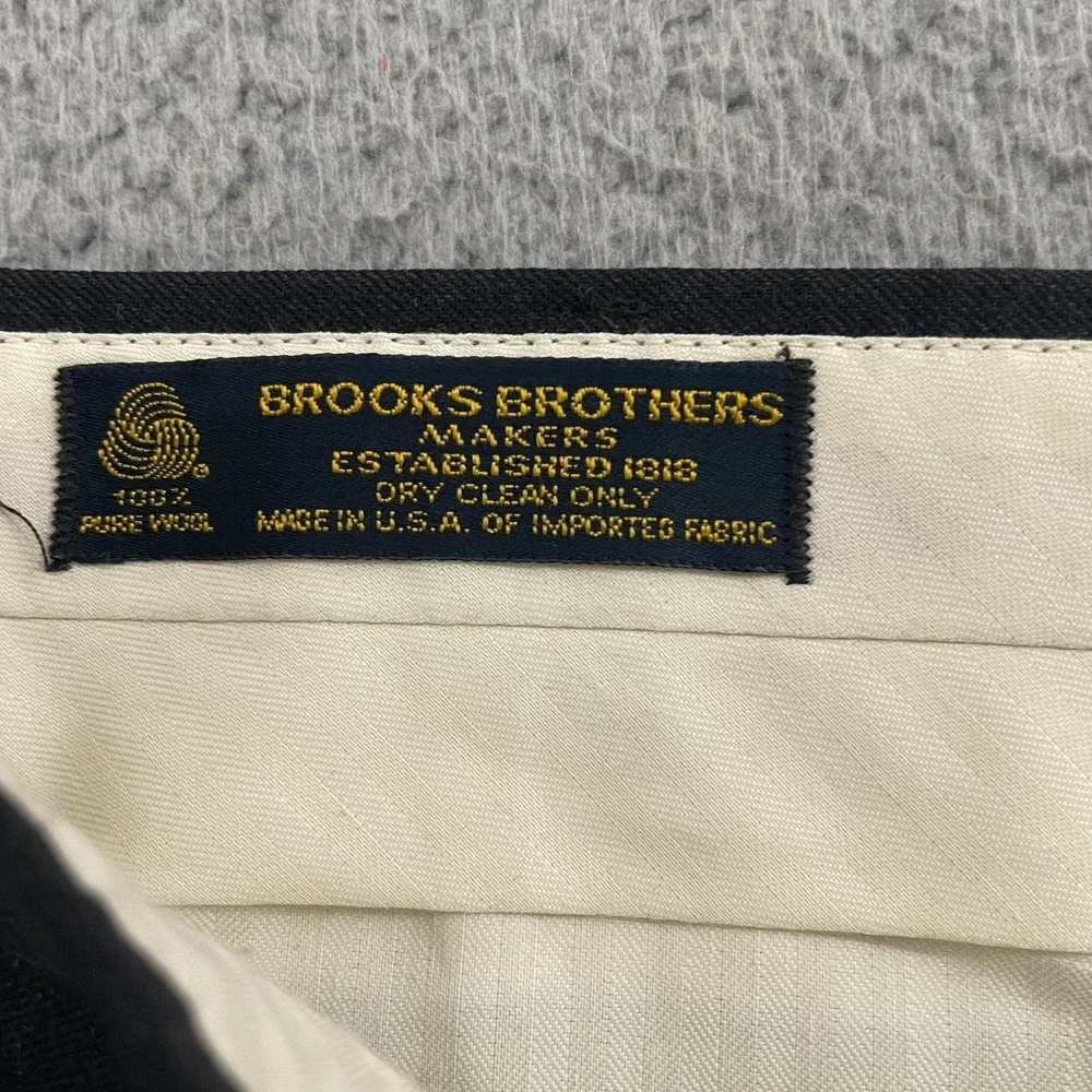 Vintage Brooks Brothers Makers Pants 37x28 Charcoal Pleated Pure Wool Trousers‎